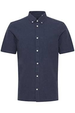 CASUAL FRIDAY CFAnton fil a fil Shirt Herren Kurzarmhemd Herrenhemd Hemd Button-Down-Kragen Unifarben Regular Fit, Größe:L, Farbe:Dark Navy Melange (1940131) von CASUAL FRIDAY