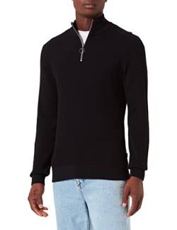 CASUAL FRIDAY CFKarlo Herren Strickpullover Troyer Feinstrick Pullover mit Stehkragen und Reißverschluss, Größe:L, Farbe:Anthracite Black (194007) von CASUAL FRIDAY