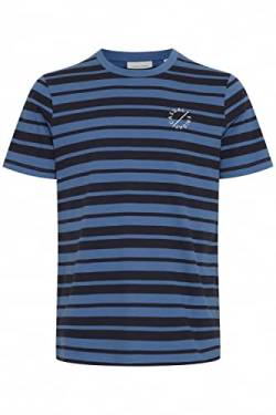 CASUAL FRIDAY CFThor Y/D Striped Tee Herren T-Shirt Kurzarm Shirt Basic T-Shirt Rundhals-Ausschnitt hochwertige Baumwoll-Qualität gestreift mit Brust-Stickerei, Größe:L, Farbe:Bijou Blue (183921) von CASUAL FRIDAY