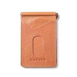 CASUPO Schlanke Herren-Geldbörsen Minimalistische Vordertasche Geldbörse mit Geldklammer mit 2 Kartenfächern. Pflanzlich gegerbtes, nachhaltiges Leder, hergestellt in Los Angeles, Whiskey, Kompakte von CASUPO
