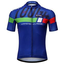 CATENA Herren Langarm Fahrradtrikot Fahrradshirt Feuchtigkeitstransport Fahrrad Bequeme Kleidung Top Gelb, Blau, Mittel von CATENA