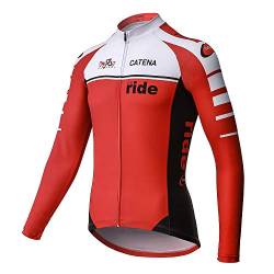 CATENA Herren Radtrikot Langarm Fahrradtrikot Radshirt Mountainbike MTB Top Fahrradbekleidung mit Elastische Atmungsaktive Schnell Trocknen Stoff Cycling Jersey für Radsport Outdoor Sport von CATENA