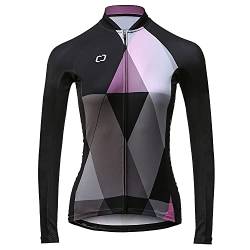 CATENA Radtrikot Damen Langarm Fahrradtrikot Moutainbike Tops Fahrradshirt Bikeshirts MTB Rennrad Radsport Bekleidung Atmungsaktiv Schnell Trocknend Einfarbig Cycling Jersey für Frauen, L von CATENA