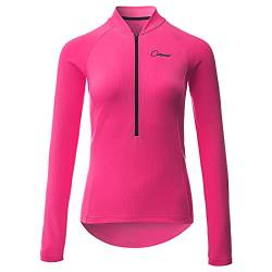 CATENA Radtrikot Damen Langarm Fahrradtrikot Moutainbike Tops Fahrradshirt Bikeshirts MTB Rennrad Radsport Bekleidung Atmungsaktiv Schnell Trocknend Einfarbig Cycling Jersey für Frauen, Rot, M von CATENA