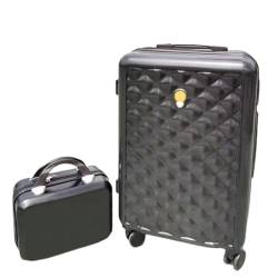CAULO 2-teilige Gepäcksets, 20-Zoll-Handgepäck und 14-Zoll-Kosmetikkoffer Hartschalen-Koffersets, Koffer mit Spinner-Rollenschloss (Black 20in) von CAULO