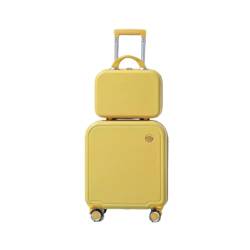 CAULO 2-teilige Gepäcksets, 20-Zoll-Handgepäck und Kosmetikkoffer, Hartschalen-Koffersets, Hartschalenkoffer mit Spinnerrädern (Yellow 20in) von CAULO