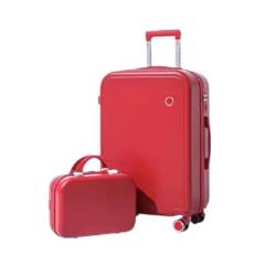 CAULO 2-teiliger Koffer, 18-Zoll-Boarding-Koffer, Herren- und Damen-Trolley, Passwort-Reisekoffer, mit 360°-Drehrädern, mit Kosmetikkoffer (Red 18in) von CAULO