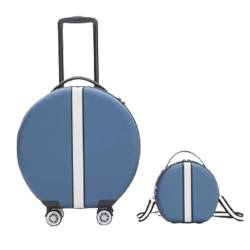 CAULO 2-teiliger runder Handgepäckkoffer, 18-Zoll-Koffer mit Passwortschloss, Trolley-Koffer mit Schwenkrädern für Damen (A) von CAULO