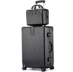 CAULO 2-teiliges Gepäck-Set, Gepäck, 20/22/24/26 Zoll, Trolley-Koffer, hart, Ultraleicht, zum Boarden, erweiterbare Reise-Rollkoffer (Black 24in) von CAULO