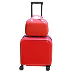CAULO 2-teiliges Gepäckset, ABS-Hartschalenkofferset mit Spinnerrädern, Reisegepäckset mit Kosmetikkoffern (Red 20in) von CAULO