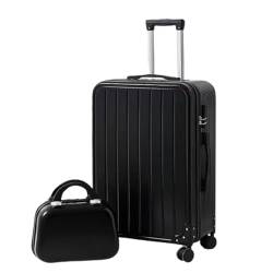CAULO 2-teiliges Gepäckset, ABS-Hartschalenkofferset mit Spinnerrädern, Reisegepäckset mit Schloss und Kosmetikkoffern (Black 22in) von CAULO