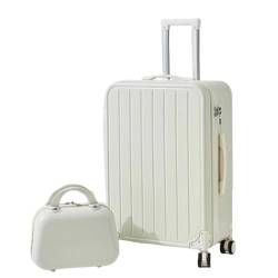 CAULO 2-teiliges Gepäckset, ABS-Hartschalenkofferset mit Spinnerrädern, Reisegepäckset mit Schloss und Kosmetikkoffern (White 24in) von CAULO