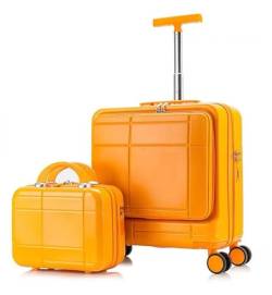 CAULO 20-Zoll-Gepäck, 2-teiliges Set, Hartschalen-Gepäckset, Handgepäck-Koffer mit Spinnerrädern, langlebiges, leichtes Reiseset (Orange) von CAULO