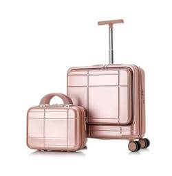CAULO 20-Zoll-Gepäck, 2-teiliges Set, Koffer-Spinner, Passwortsperre, leicht, mit Teleskopgriff, 14-Zoll-Kosmetikkoffer (Pink) von CAULO