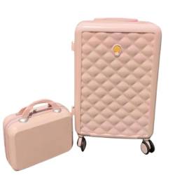 CAULO 20-Zoll-Handgepäck und 14-Zoll-Kosmetiktasche, leichte ABS+PC-Tragetasche mit Schloss, 2-teiliges Gepäckset mit drehbaren Rädern (pink 26in) von CAULO