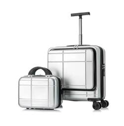 CAULO 20-Zoll-Kofferset, 2-teiliges Gepäckset, Handgepäck, Reisegepäck, Passwortsperre, Spinnerräder, Hartschale, leichtes Gepäckset (Silver) von CAULO