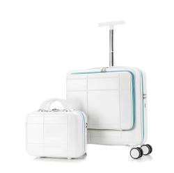 CAULO 20-Zoll-Kofferset, 2-teiliges Gepäckset, Hartschalengepäck mit Passwortsperre und Spinnerrädern, mit 14-Zoll-Kosmetiketui (White) von CAULO