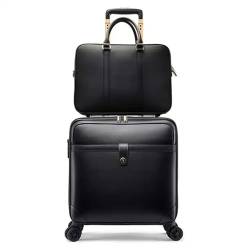 CAULO 2er-Pack 16/18/20 Zoll Herren-Trolley-Gepäcktasche mit Rollen, Koffer, großes Fassungsvermögen, Business-Kabinenhandgepäck-Laptoptasche (Black 16in) von CAULO