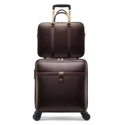 CAULO 2er-Pack 16/18/20 Zoll Herren-Trolley-Gepäcktasche mit Rollen, Koffer, großes Fassungsvermögen, Business-Kabinenhandgepäck-Laptoptasche (Brown 16in) von CAULO