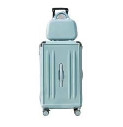 CAULO Gepäck, 2-teiliges Set, Koffer-Spinner, Hartschale, leicht, Passwortschloss, mit Reise-Make-up-Etuis für Damen (Blue 20in) von CAULO