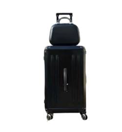 CAULO Gepäck-Koffer, 2-teiliges Set, PVC-Spinner-Koffer mit Schloss, zum Mitnehmen, mit Reise-Make-up-Koffer für Damen (Black 22in) von CAULO