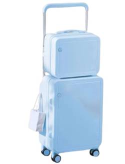CAULO Handgepäck, 20/22/24 Zoll, Hartschalen-PC-ABS, Leichter USB-Koffer mit Rollen, TSA-Schloss, Reise-Rollkoffer (Blue 24in) von CAULO