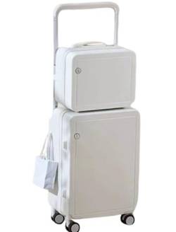 CAULO Handgepäck, 20/22/24 Zoll, Hartschalen-PC-ABS, Leichter USB-Koffer mit Rollen, TSA-Schloss, Reise-Rollkoffer (White 24in) von CAULO