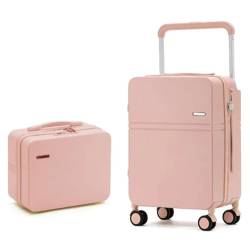 CAULO Handgepäck, 20/24 Zoll, Hartschalen-PC-ABS, Leichter USB-Koffer mit Rollen, TSA-Schloss mit Teleskopdeichsel (Pink 24in) von CAULO