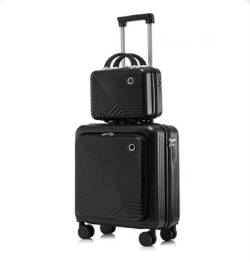 CAULO Handgepäck, 20 Zoll, Hartschalen-PC-ABS, Leichter USB-Koffer mit Rollen, TSA-Schloss, Koffer mit Kosmetik-Handgepäcktasche (Black 24in) von CAULO