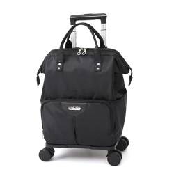 CAULO Rollender Tagesrucksack, Handgepäck, großes Fassungsvermögen, mit Rollen, Abnehmbarer Trolley-Rucksack, Geschenke für Männer und Frauen (Black 31 * 24 * 42cm) von CAULO