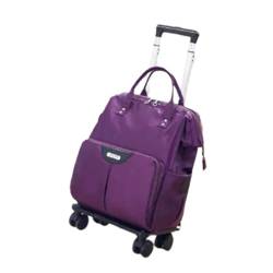 CAULO Rollender Tagesrucksack, Handgepäck, großes Fassungsvermögen, mit Rollen, Abnehmbarer Trolley-Rucksack, Geschenke für Männer und Frauen (Purple 31 * 24 * 42cm) von CAULO