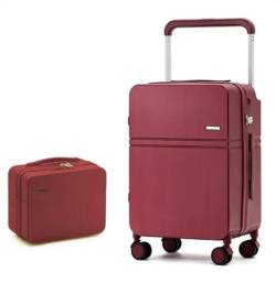 CAULO Trolley-Koffer-Set mit USB-Multifunktionskoffer, TSA-Passwort-Koffer, 20-Zoll-Boarding-Koffer mit Teleskop-Deichsel (Red 20in) von CAULO