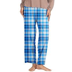 CAUYDY Damen Schlafanzughosen Damen Yogahose Stretch Freizeithose Bequeme Pyjamahose Schlafanzughose Lang Leichte Lounge Hose Hausanzug Hosen Relaxhose Sommerhose Weites Bein von CAUYDY