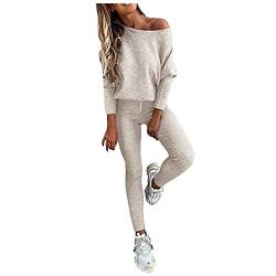 CAUYDY Freizeitanzug Damen,Damen Hausanzug mit Stehkragen Mode 2 Teile Herbst Buchstaben Druck Langarm Trainingsanzug Frau Lose Jogginganzug Freizeitanzug Sweatshirt Jogginghose für Yoga Gym von CAUYDY