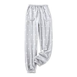 CAUYDY Korallen-Samt-Pyjama-Hose Für Zu Hause – Modischer Farbblock-Leopardendruck Mit Taschen, Jogger-Plüsch-Flausch-Pyjama-Hose, Bequeme, Weiche, Warme Damen-Winter-Jogginghose von CAUYDY