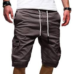 CAUYDY Prime Angebote Kurze Hosen Herren Cargo Shorts Casual Einfarbig Baumwolle Cargohose Sommer Bermuda Short mit 6 Taschen Sommerhose Elastischer Freizeithose Männer Hose von CAUYDY