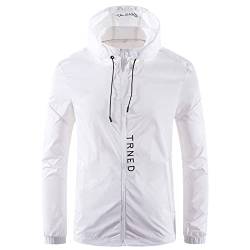 CAUYDY üBergangsjacke Herren Leicht Regenjacke Herren Wasserdicht Outdoorjacke Leichte Freizeitjacke Packbare Windjacke Fahrrad Regenmantel mit Kapuze von CAUYDY