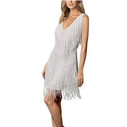 Glitzer Kleid,Abendkleid Kleid Flapper Ballkleider Cocktailkleid 1920's Art Deco Great Gatsby Party Vintage Retro 1920s Damen Runder Ausschnitt Elegant mit Multi Schichten Fransen 20er Jahre Stil COC von CAUYDY