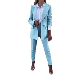 Hosenanzug Damen Sportlich Elegant 2 Teiler Hosenanzug Damen Elegant Business Anzug Set Hosenanzug Blazer Hose 2-teilig Anzug Karo Kariert Zweiteiler Slimfit Streetwear Festlich Sportlich Hosenanzug von CAUYDY