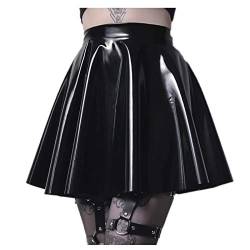 Lederrock Damen Kostüm Karneval Damen Mini Rock Damen Rock Glänzend Metallic Ausgestellter Faltenrock Frauen Skater Rock Faltenrock Ballett Tanz A-Linie Minirock Damen Stretch Skater Rocke Informell von CAUYDY