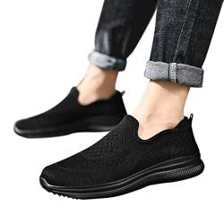 Safety Shoes for Men,Slip On Sneaker Herren Ohne Schnürsenkel Turnschuhe Leichte Laufschuhe Atmungsaktive Sportschuhe Jogging Fitness Schuhe Gym Outdoor Walkingschuhe Schwarz von CAUYDY