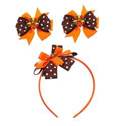CAXUSD 1 Satz Thanksgiving-Stirnband für Kinder Haar Stirnbänder für Kinder Thanksgiving Bowknot Stirnband Nagelringe Kopfschmuck für Kinder Krawatte Truthahn -Band von CAXUSD