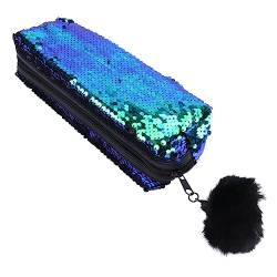 CAXUSD 1stk Federmäppchenpaillettenfedermäppchenmakeuppencilcase Glitzerbeutel Mit Reißverschluss Glitzer Bleistiftbeutel Pailletten-Kosmetiktasche Fräulein Meerjungfrau Polyester von CAXUSD