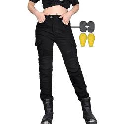 CBBI-WCCB Damen Moto Jeans Motorrad Hose mit Protektoren Motorradhose。 (Schwarz, L= 34W / 32L) von CBBI-WCCB