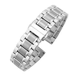 CBLDF 18mm - 24mm Metall Uhrenarmbänder Armband Frauen Mode Silber Solide Edelstahl Luxus Uhrenarmband Zubehör (Color : Silver, Size : 18mm) von CBLDF