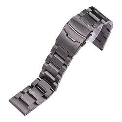 CBLDF Armband aus Edelstahl, 18 mm, 20 mm, 22 mm, 24 mm, Armband für Herren, gebürstetes Silber, Schwarz, 18mm, Achat von CBLDF