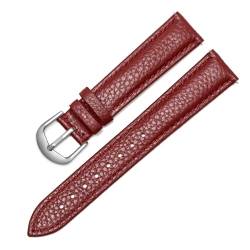 CBLDF Echtes Leder-Uhrenarmband For Damen, Schnellverschluss-Uhrenarmband, 12 Mm, 14 Mm, 16 Mm, 18 Mm, 20 Mm, Modisches Armband For Armbanduhren (Color : WINE RED SL, Size : 15mm) von CBLDF