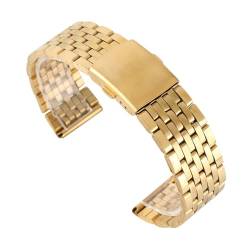 CBLDF Gold 18 20 22 mm Metall Uhrenarmbänder Faltschließe Edelstahl Mode Ersatz Armband Uhrenarmband mit 2 Federstegen, 22 mm, Achat von CBLDF