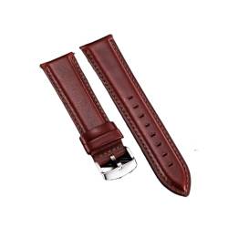 CBLDF Hohe Qualität Echtes Leder Uhrenarmband 18mm 20mm 22mm Armband Schnellverschluss Männer Frauen Uhrenarmbänder Armbänder (Color : Red Brown (silver), Size : 18mm) von CBLDF