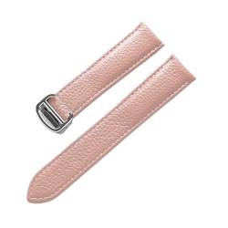 CBLDF Lederarmband, Litschi-Muster, Weiches Leder-Uhrenarmband, Kompatibel Mit Cartier-Herren- Und Damenarmband (Color : Pink, Size : 20mm) von CBLDF